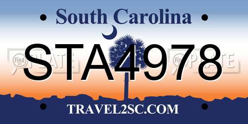 STA4978 South Carolina License Plate