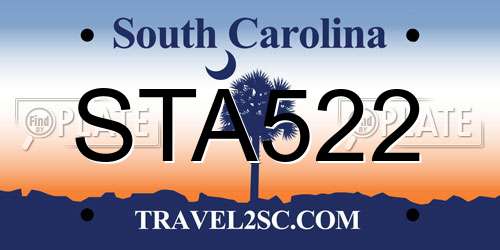 STA522 South Carolina License Plate