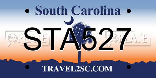 STA527 South Carolina License Plate