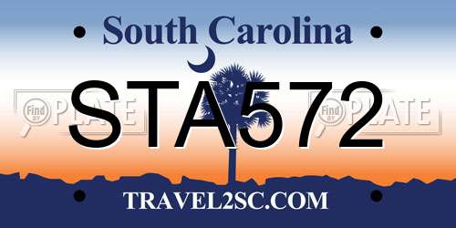 STA572 South Carolina License Plate