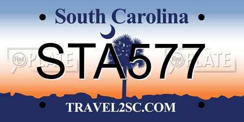 STA577 South Carolina License Plate