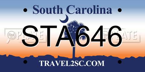 STA646 South Carolina License Plate