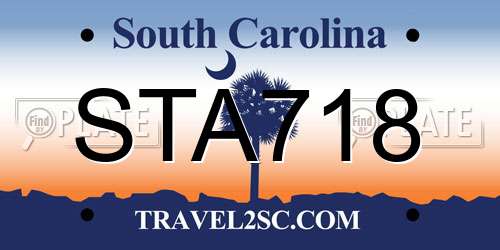 STA718 South Carolina License Plate