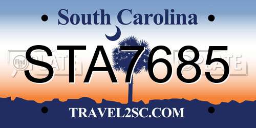 STA7685 South Carolina License Plate