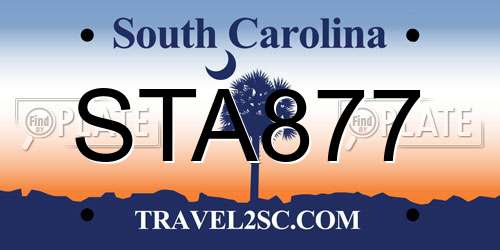 STA877 South Carolina License Plate