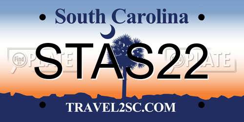 STAS22 South Carolina License Plate