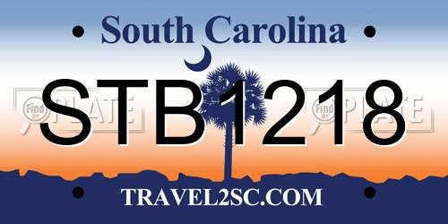 STB1218 South Carolina License Plate