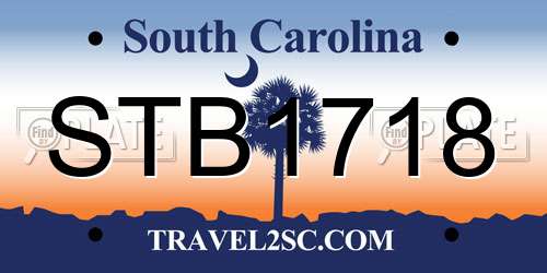 STB1718 South Carolina License Plate
