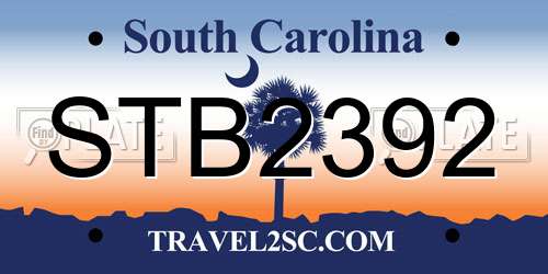 STB2392 South Carolina License Plate