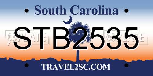 STB2535 South Carolina License Plate