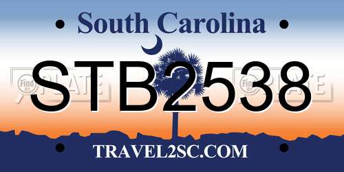 STB2538 South Carolina License Plate