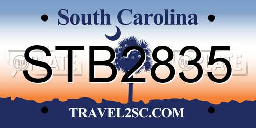 STB2835 South Carolina License Plate