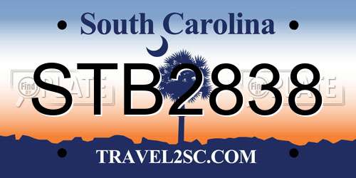 STB2838 South Carolina License Plate