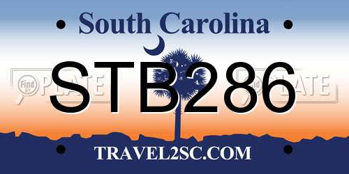 STB286 South Carolina License Plate