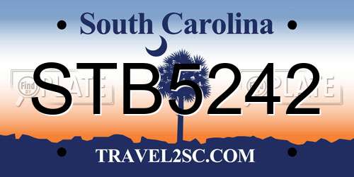 STB5242 South Carolina License Plate
