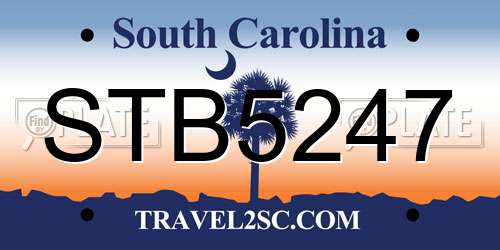 STB5247 South Carolina License Plate