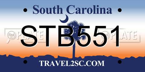 STB551 South Carolina License Plate