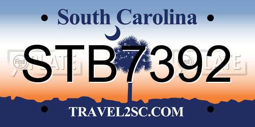 STB7392 South Carolina License Plate