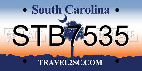 STB7535 South Carolina License Plate