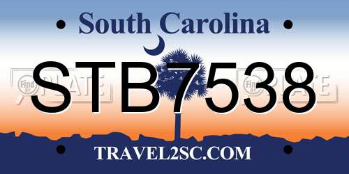 STB7538 South Carolina License Plate