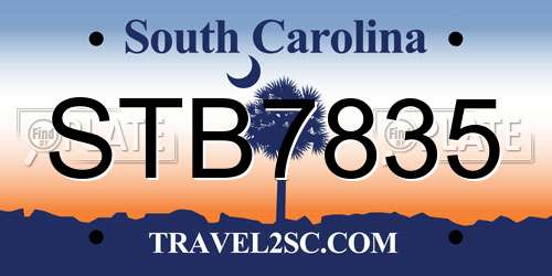 STB7835 South Carolina License Plate