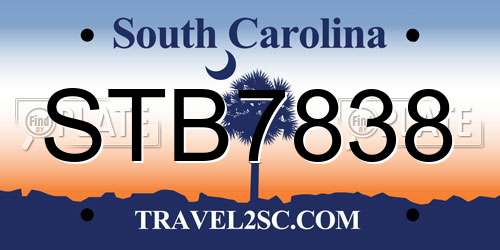 STB7838 South Carolina License Plate