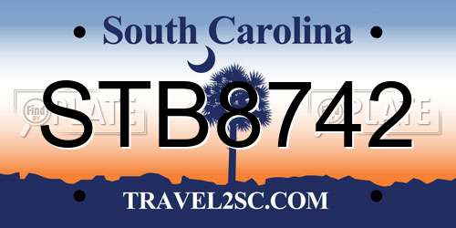 STB8742 South Carolina License Plate
