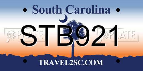 STB921 South Carolina License Plate