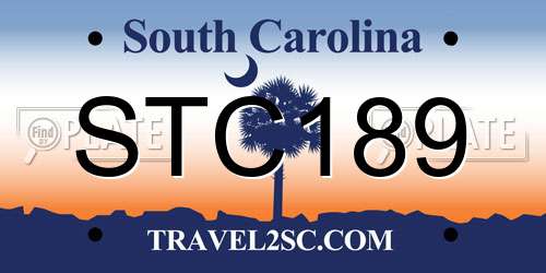 STC189 South Carolina License Plate