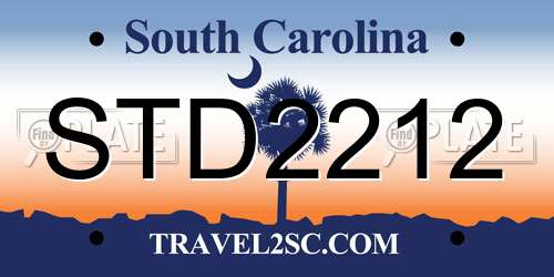 STD2212 South Carolina License Plate