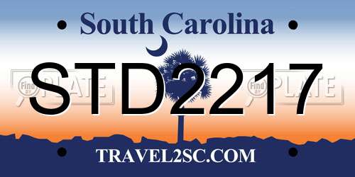 STD2217 South Carolina License Plate