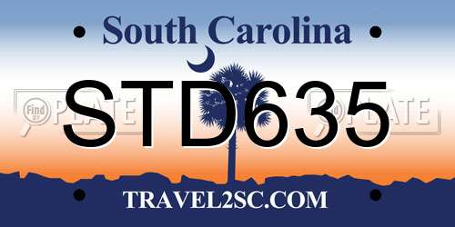 STD635 South Carolina License Plate