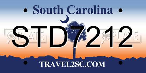STD7212 South Carolina License Plate