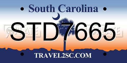 STD7665 South Carolina License Plate