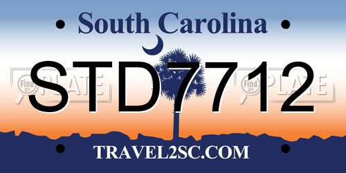 STD7712 South Carolina License Plate