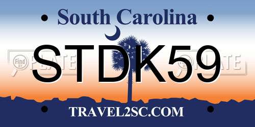 STDK59 South Carolina License Plate