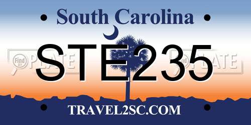 STE235 South Carolina License Plate