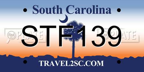 STF139 South Carolina License Plate