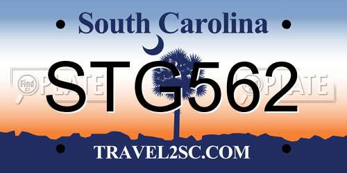 STG562 South Carolina License Plate