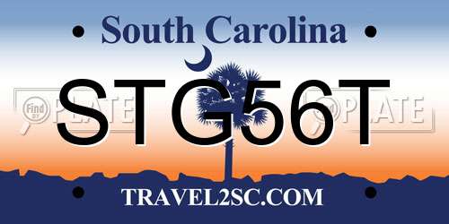 STG56T South Carolina License Plate