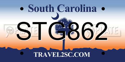 STG862 South Carolina License Plate