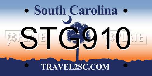 STG910 South Carolina License Plate