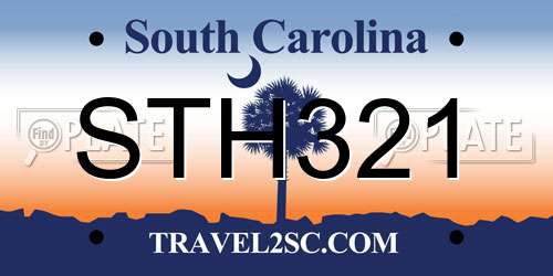 STH321 South Carolina License Plate