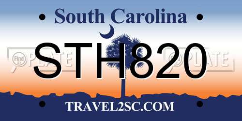 STH820 South Carolina License Plate
