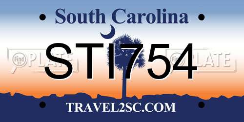 STI754 South Carolina License Plate