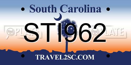 STI962 South Carolina License Plate