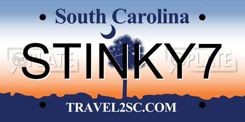 STINKY7 South Carolina License Plate