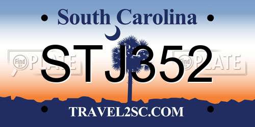 STJ352 South Carolina License Plate