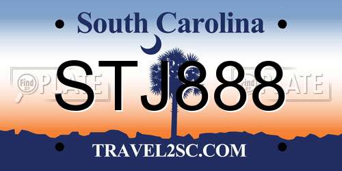 STJ888 South Carolina License Plate