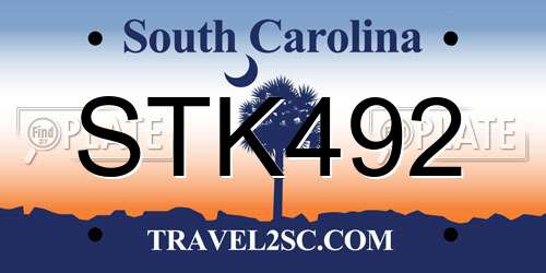 STK492 South Carolina License Plate